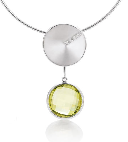 Sterling silver, lime quartz and white sapphire pendant by Breuning