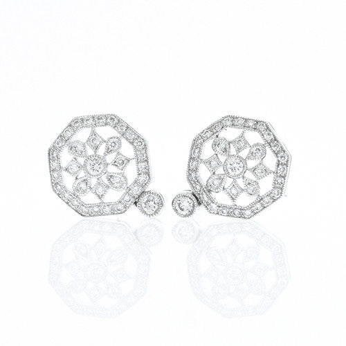 Octagon Shaped Diamond Fashion Earrings