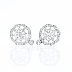 Octagon Shaped Diamond Fashion Earrings