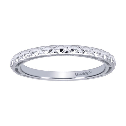 Criss Cross Designer White Gold Band