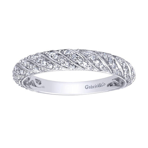 Victorian Pave Design White Gold Diamond Band