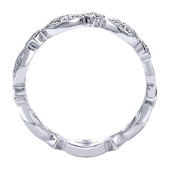 Vintage Inspired Pave Design White Gold Diamond Band