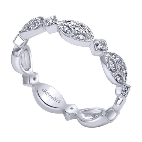 Vintage Inspired Pave Design White Gold Diamond Band