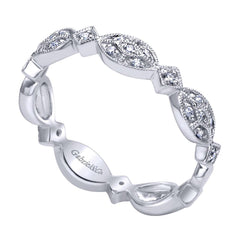 Vintage Inspired Pave Design White Gold Diamond Band