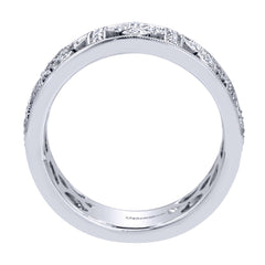 Art Deco Style White Gold Diamond Pave Band