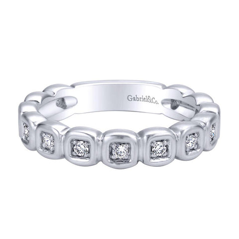 Bezel Honey Bee Satin Diamond Band in White Gold