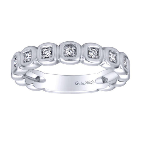 Bezel Honey Bee Satin Diamond Band in White Gold