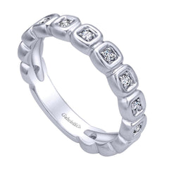 Bezel Honey Bee Satin Diamond Band in White Gold