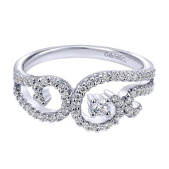 Open Space Swirl Design Diamond Pave Cocktail Ring