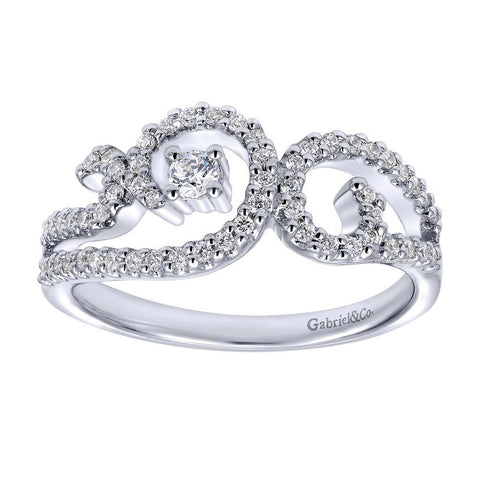 Open Space Swirl Design Diamond Pave Cocktail Ring
