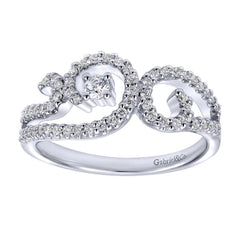 Open Space Swirl Design Diamond Pave Cocktail Ring
