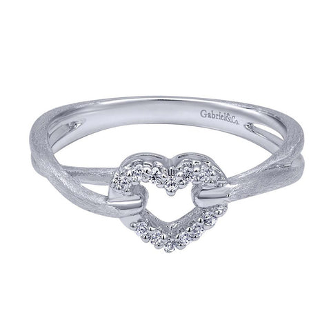 Heart Shaped Diamond Pave Fashion Ring