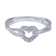Heart Shaped Diamond Pave Fashion Ring