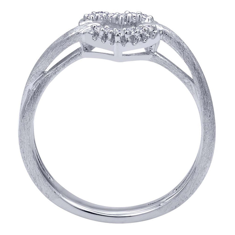 Heart Shaped Diamond Pave Fashion Ring
