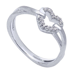 Heart Shaped Diamond Pave Fashion Ring