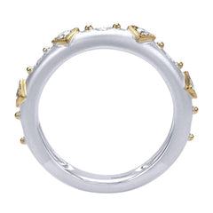 Two Tone Gold Satin Diamond Band