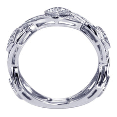 Scalloped Weave White Gold Diamond Pave Band