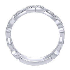 Twin Hearts White Gold Filigree Diamond Band