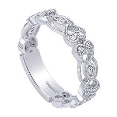 Twin Hearts White Gold Filigree Diamond Band