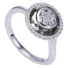 Satin Finish Round Diamond Pave Fashion Ring