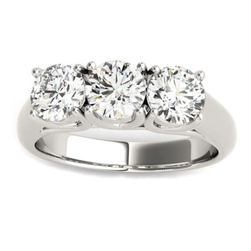 Classic Three Stone Diamond Engagement Ring in White Gold