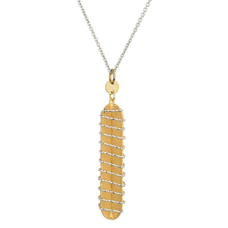 Sterling Silver and Yellow Gold Stick Pendant by Frederic Duclos