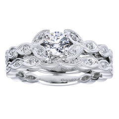 Vintage Inspired Scalloped White Gold Diamond Band