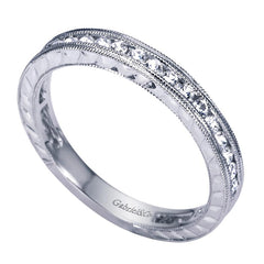 Vintage Inspired Milgrain Channel Set White Gold Diamond Band